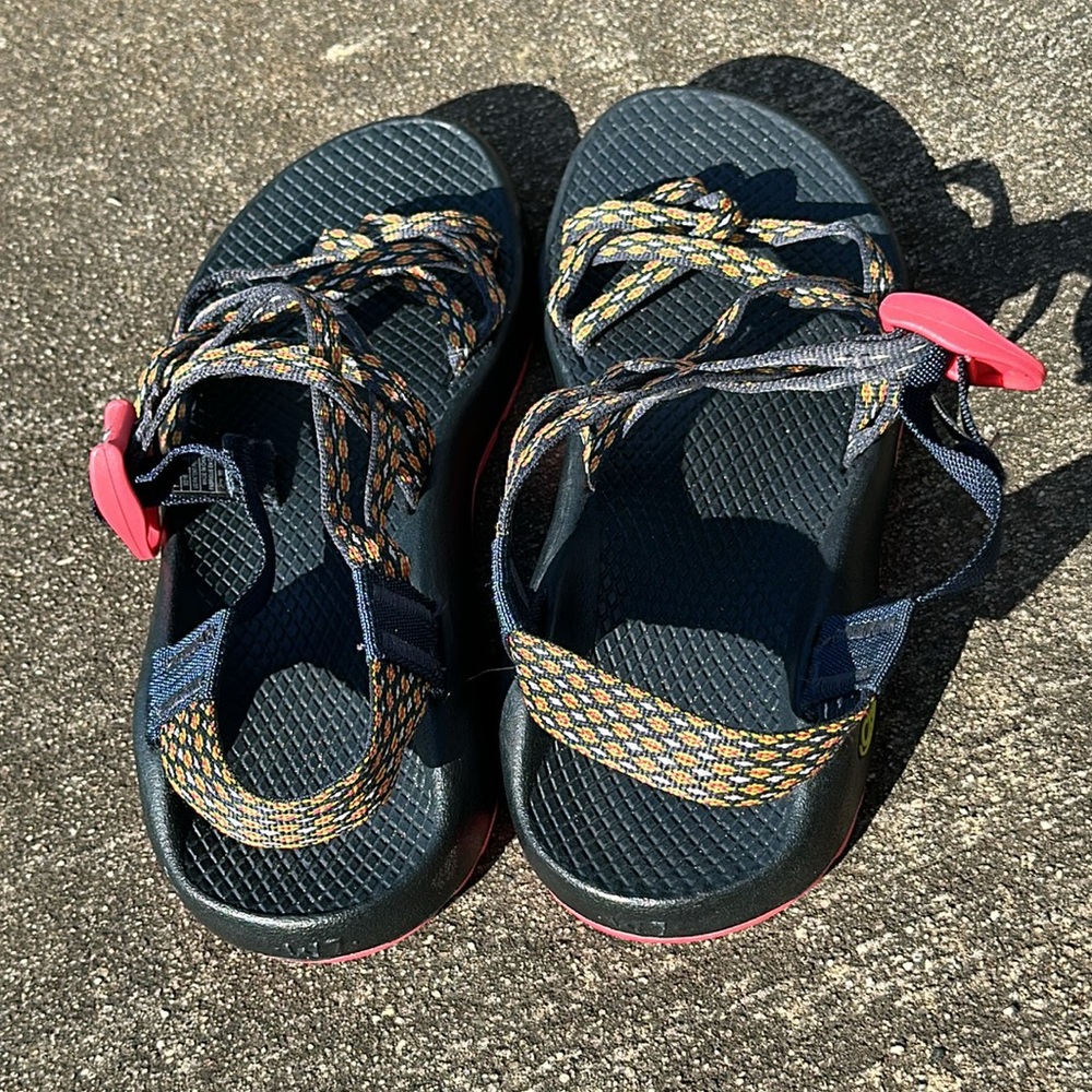 Chaco ZX/2 Hiking Sandals Strappy Waterproof Lightweight ~ Navy Blue/Orange/Pink - Picture 3 of 10